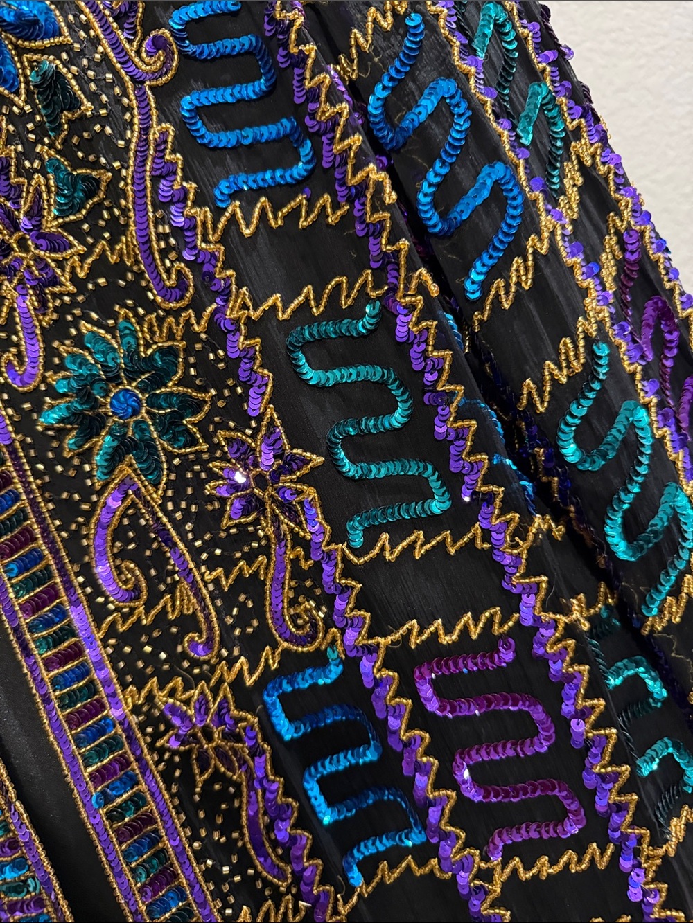 Vintage Brilliante JA Embellished Black Floral Sequin Jacket Deborah Vance ⭐️ - Picture 4 of 17